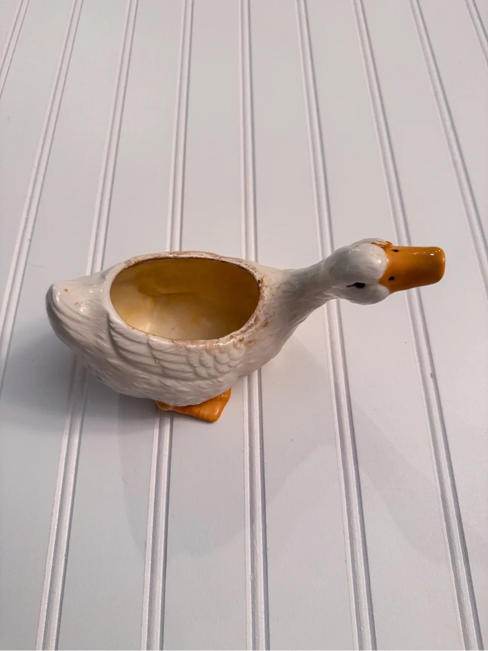 Vintage White Ceramic Goose Planter | Cottage Farmhouse Decor | 1980s–1990s
